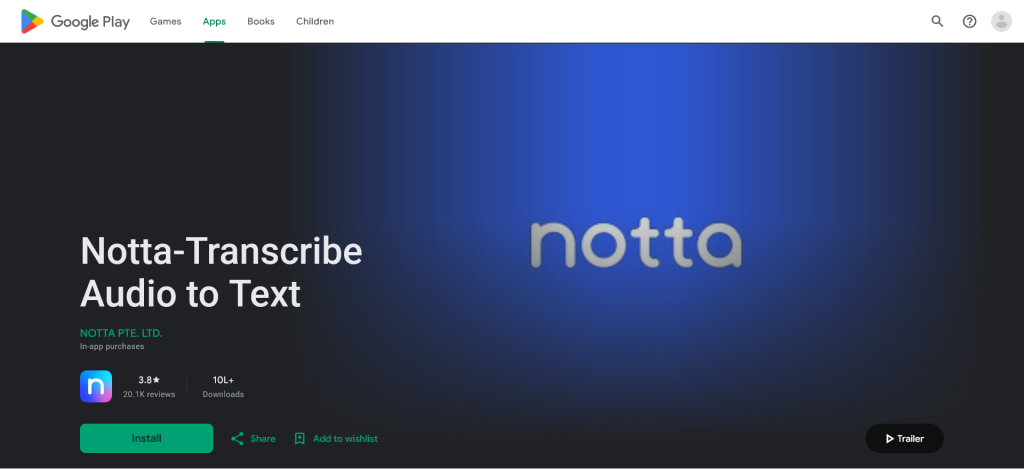 notta mobile app