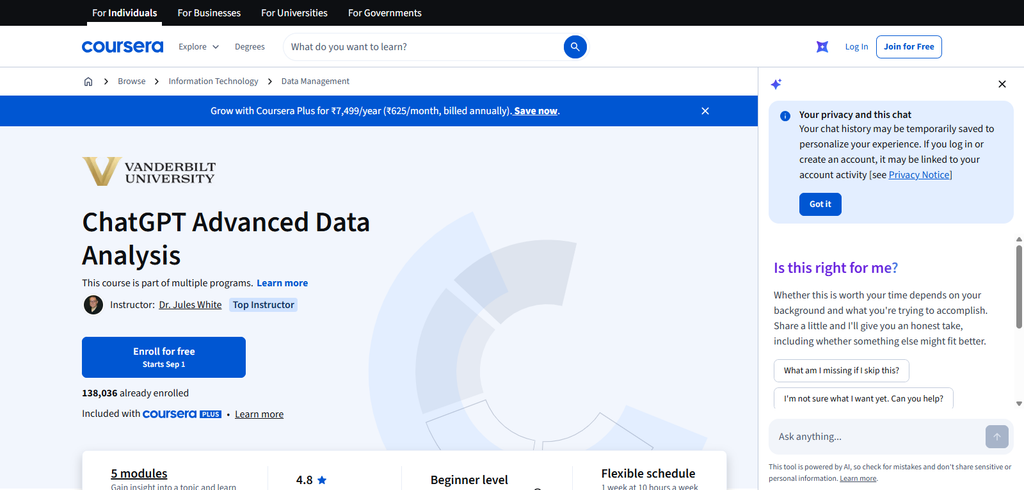 ChatGPT advanced data analysis