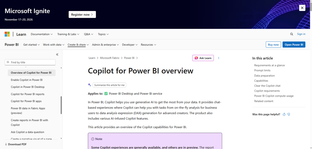 Power BI + Copilot